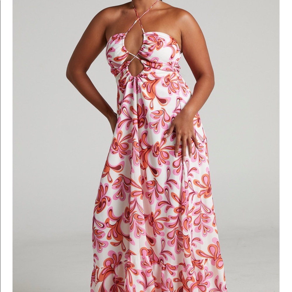 NWT Showpo Auroray Pink Swirl Maxi Dress size XL